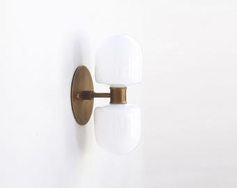 Double-shade Brass Wall Sconce light, Modern brass light, Wall sconce light, Double-shade wall sconce Light UL Listed, LM2, No.0908