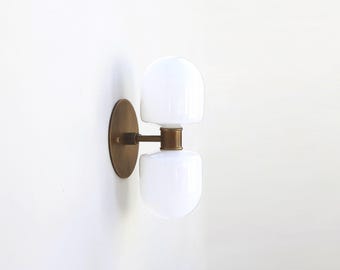 Double-shade Brass Wall Sconce light, Modern brass light, Wall sconce light, Double-shade wall sconce Light