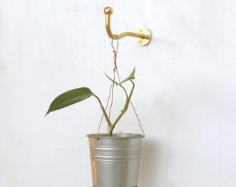 Solid brass planter hanger-Brass wall hanger-Brass wall hook-Brass planter hook-Brass hanging plant bracket hook, No.1516