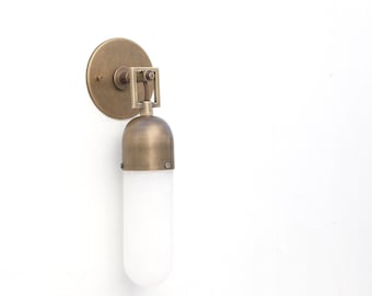 Brass Wall Sconce light with alabaster shade, Modern brass light, Wall sconce light, Minimal Sconce Light, UL Listed No.0856