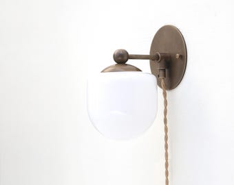 Plug-in Brass Wall Sconce light, Modern brass light, Wall sconce light, Minimal Sconce Light UL Listed, No.0877