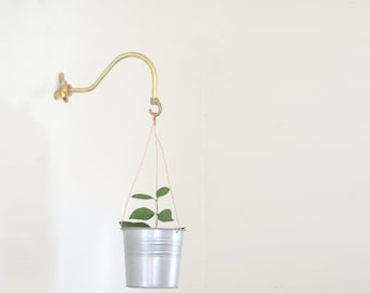 Solid brass planter hanger-Brass wall hanger-Brass wall hook-Brass planter hook-Brass hanging plant bracket hook, No.1519