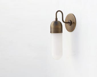 Brass Wall Sconce light with alabaster shade, Modern brass light, Wall sconce light, Minimal Sconce Light, 6" - P-Di, UL Listed No.3035