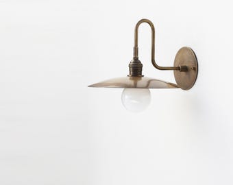 Industrial  wall sconce light, Modern wall sconce light, Brass wall sconce light with 10" Shade, UL Listed No.0837