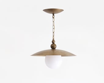 Brass Pendant Light with glass shade, Pendant light with  brass shade, 6"-FANKOU, UL Listed No.C7021-35