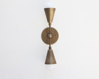 Brass Wall Sconce light, Bathroom vanity light,  Wall sconce light, Double-shade wall sconce Light, UL Listed No.0850