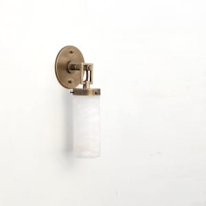 Brass Wall Sconce light with alabaster shade, Modern brass light, Wall sconce light, Minimal Sconce Light, UL listed
