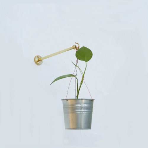 Planter Hanger Minimalist Plant Bracket Brass Wall Hook Etsy