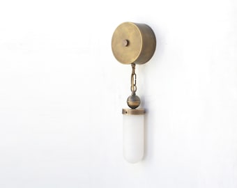 Brass Wall Sconce light with alabaster shade, Modern brass light, Wall sconce light, Minimal Sconce Light, 6" - P-Di, UL Listed No.3036