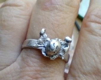Recycelter Sterling Silber Käfer Ring Größe O 1/2 .