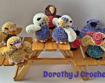 Crochet Pet Birds; Baby Plush Parrots; Cockatoo plush; cockatiel plush; parakeets; budgies; stocking stuffers