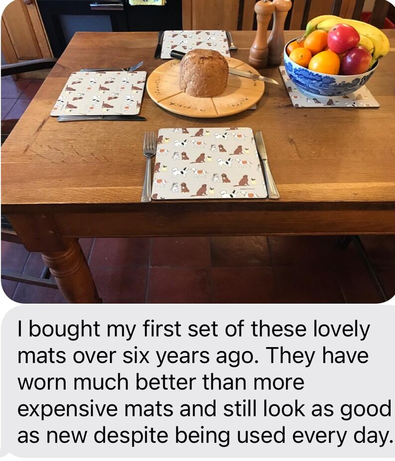 Placemats dog design olive dog print placemats gift for dog lovers dog themed homeware dog mum present dining table mats dog design set image 5