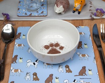 Placemats dog design blue dog print placemats gift for dog lovers dog themed homeware dog mum present dining table mats dog design set