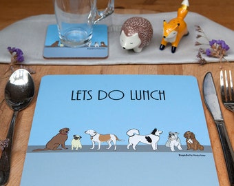 Placemats dog design blue dog print placemats gift for dog lovers dog themed homeware dog mum present dining table mats dog design set
