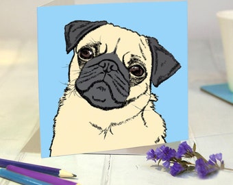 Pug Birthday Card - Pug Greetings Card - Dog Birthday Card - Dog Greetings Card - Pug Lovers Card