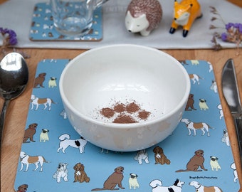Placemats dog design blue dog print placemats gift for dog lovers dog themed homeware dog mum present dining table mats dog design set