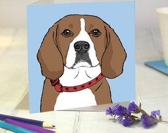 Beagle Birthday Card -  Beagle Greetings Card - Dog Birthday Card - Dog Greetings Card - Beagle Lovers Card