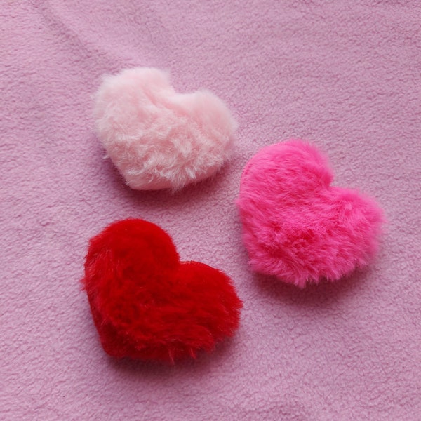 Kawaii cute soft fluffy fabric heart shaped fabric hairclips | pastel pink mint and blue egl fairy kei pastel goth dolly party kei punk