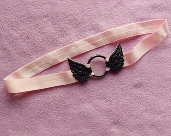 Kawaii pastel goth been kousenband gevleugelde metalen ring middelpunt one of a kind gothic schattige pastel fee kei lolita punk
