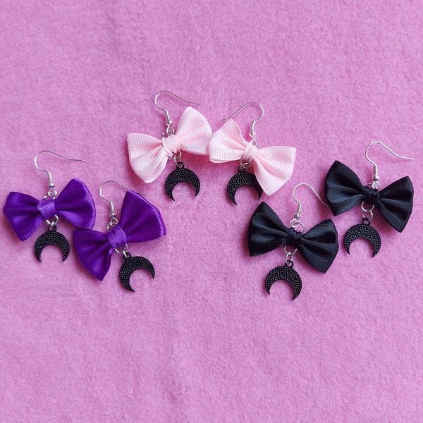 Kawaii pastel goth cresent moon earrings halloween cute gothic fairy kei pastel harajuku decora egl fashion cottagecore punk witchy jewelry