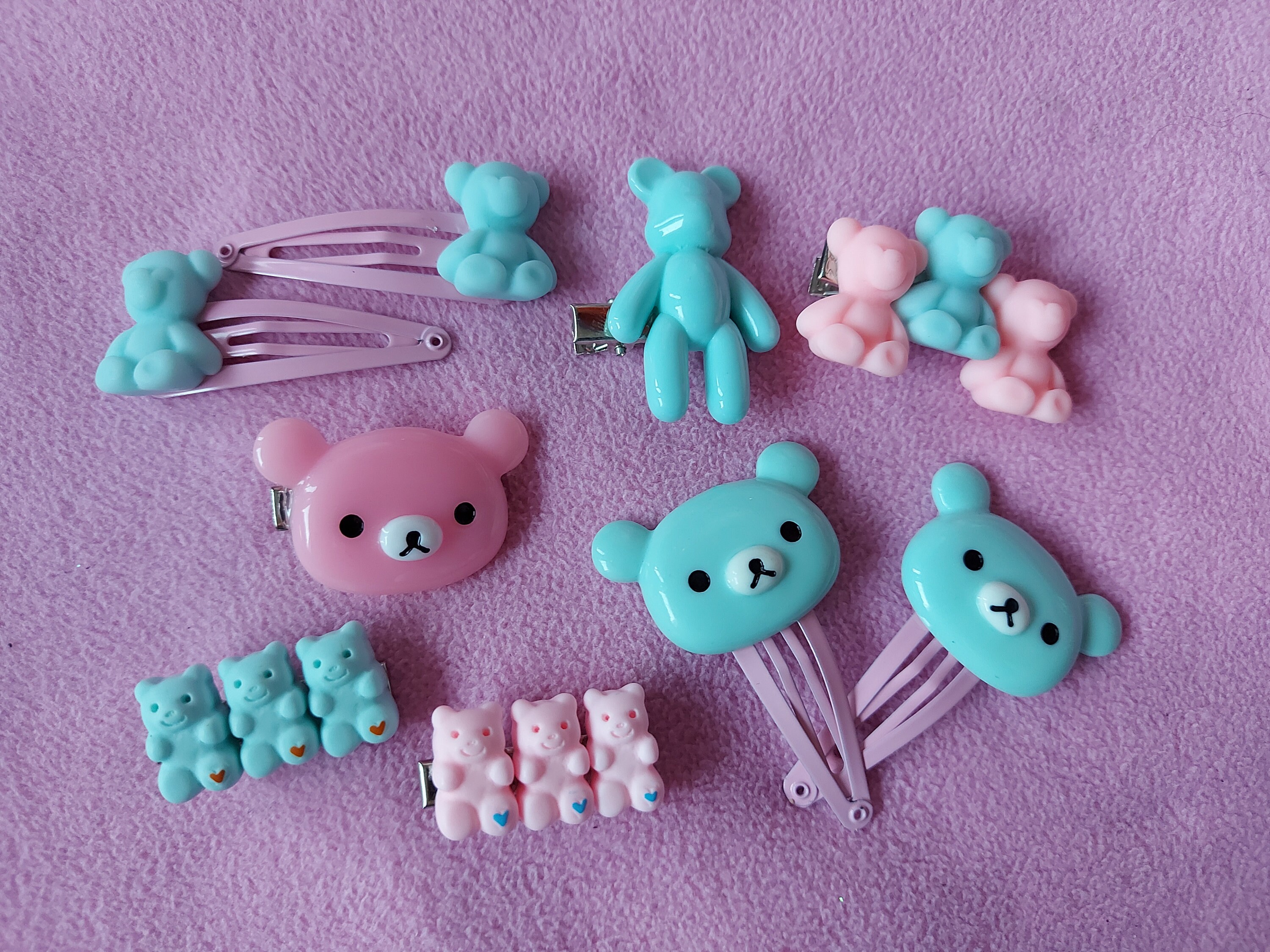 Pastel Kawaii Pink and Blue Candy Hair Accessories Hairclips - Etsy