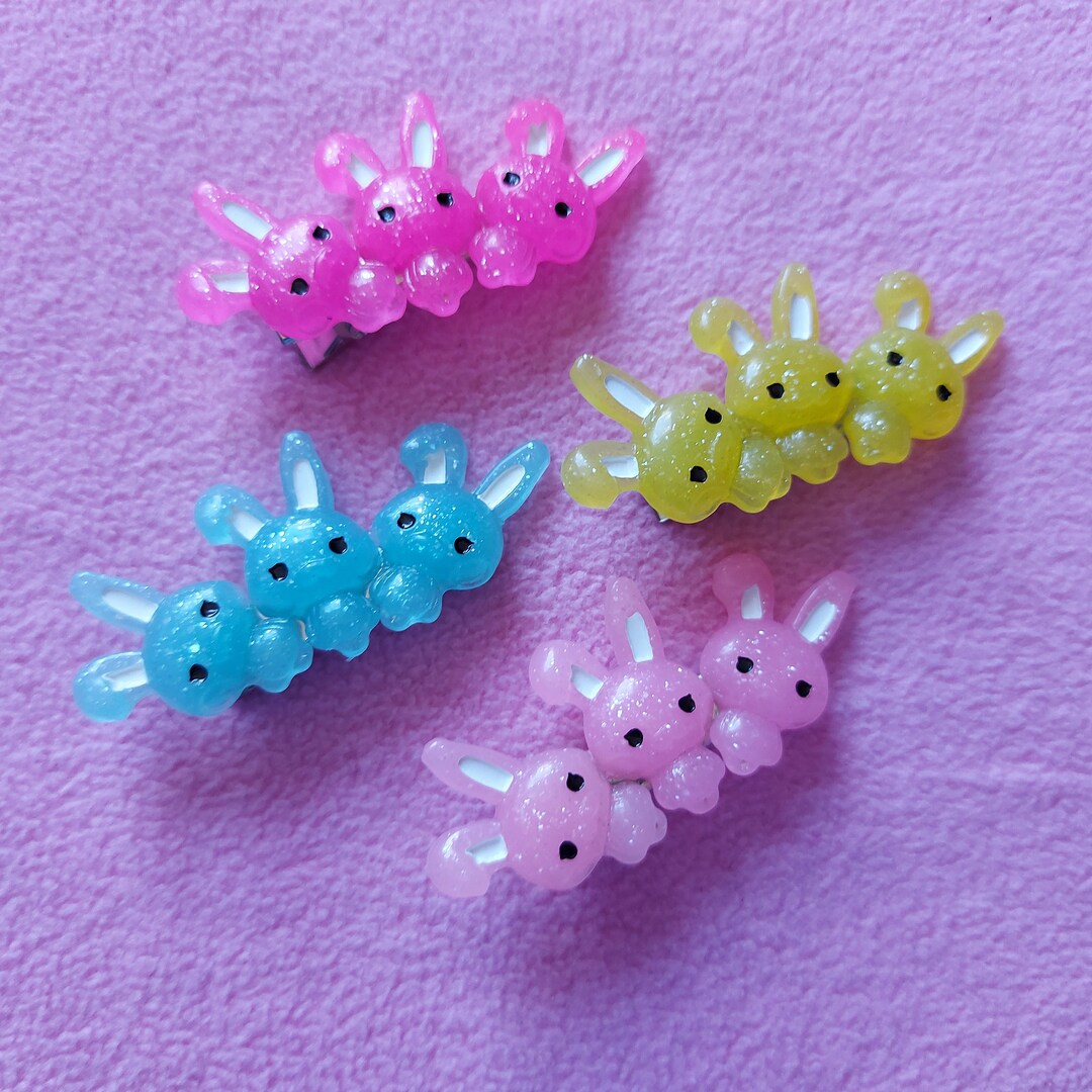 Kawaii Cute Resin Hairclips Dream Rainbow Bunny Pet Lolita Fairy Kei