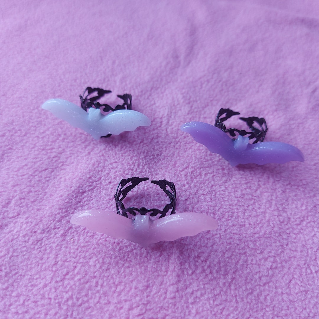 Kawaii/cute Pastel Goth Bat Ring, 3 Colours Available Punk Grung Gothic ...