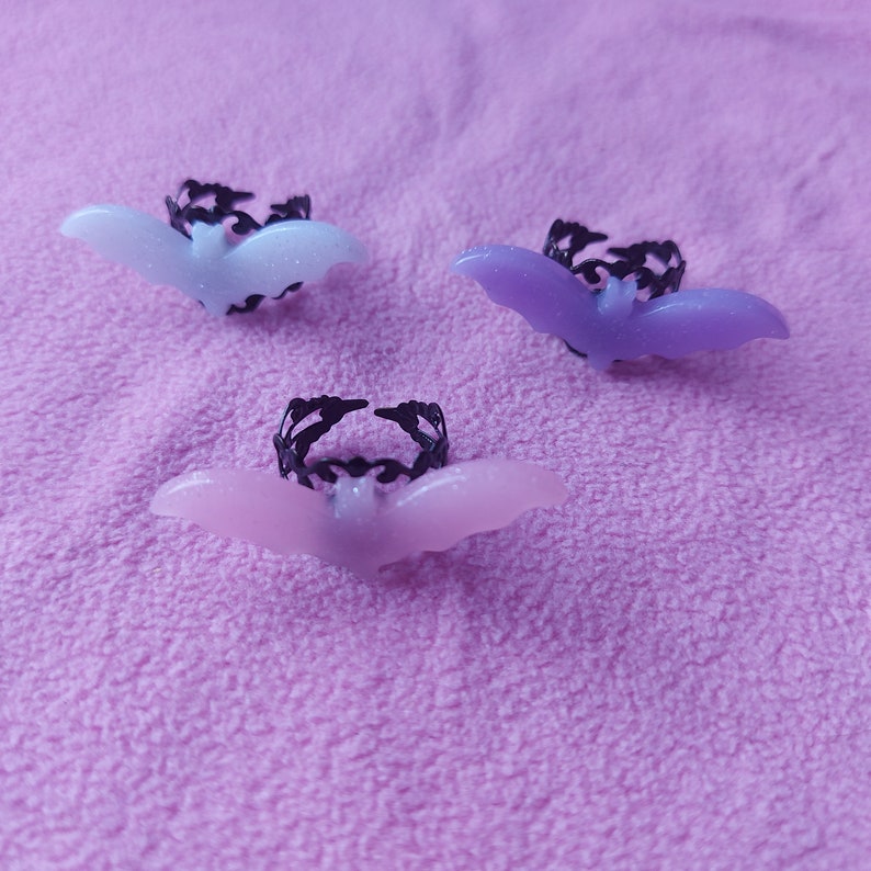 Kawaii/cute Pastel Goth Bat Ring 3 Colours Available Punk Etsy