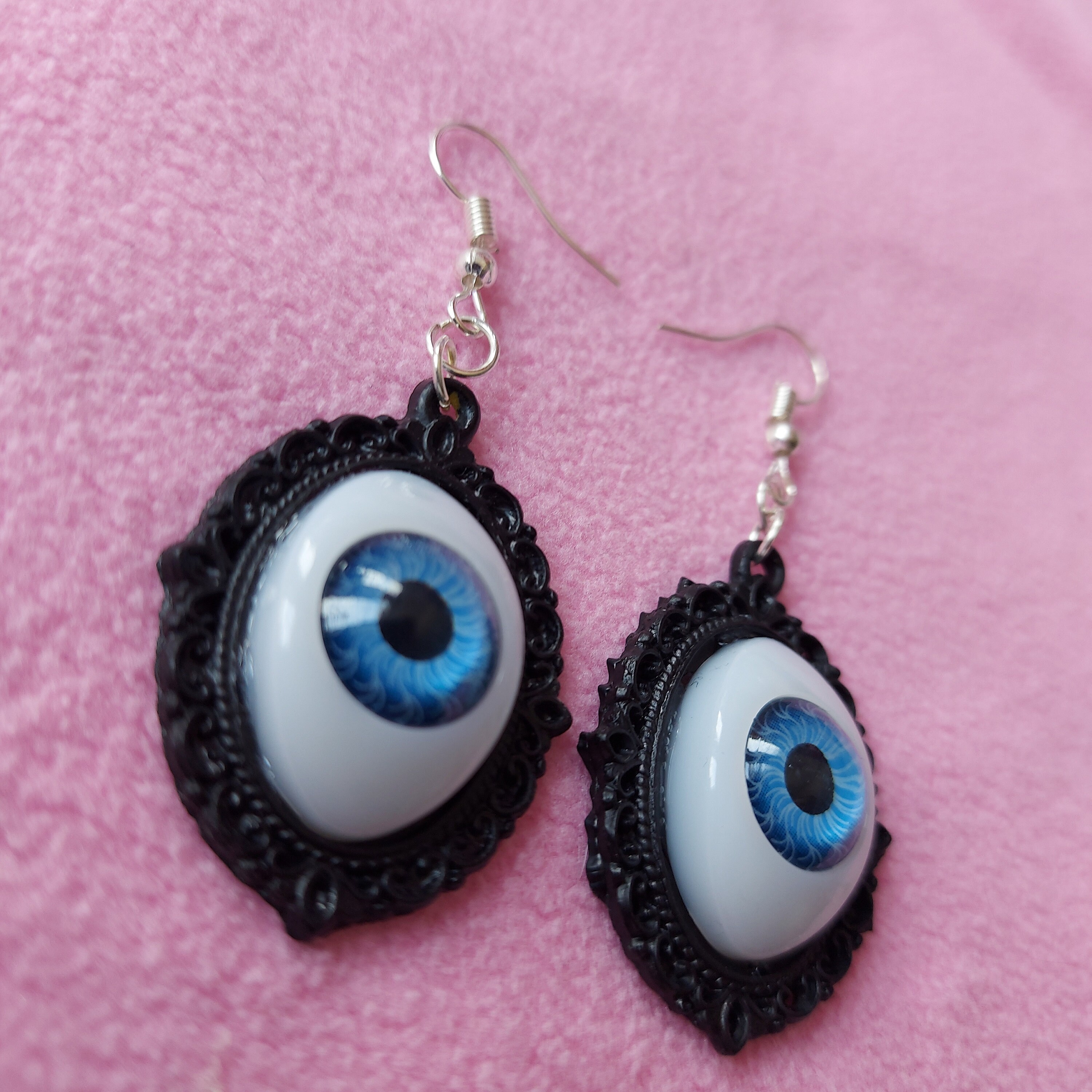 Kawaii Pastel Goth Spider Eye Cameo Earrings Blue Cute Gothic | Etsy