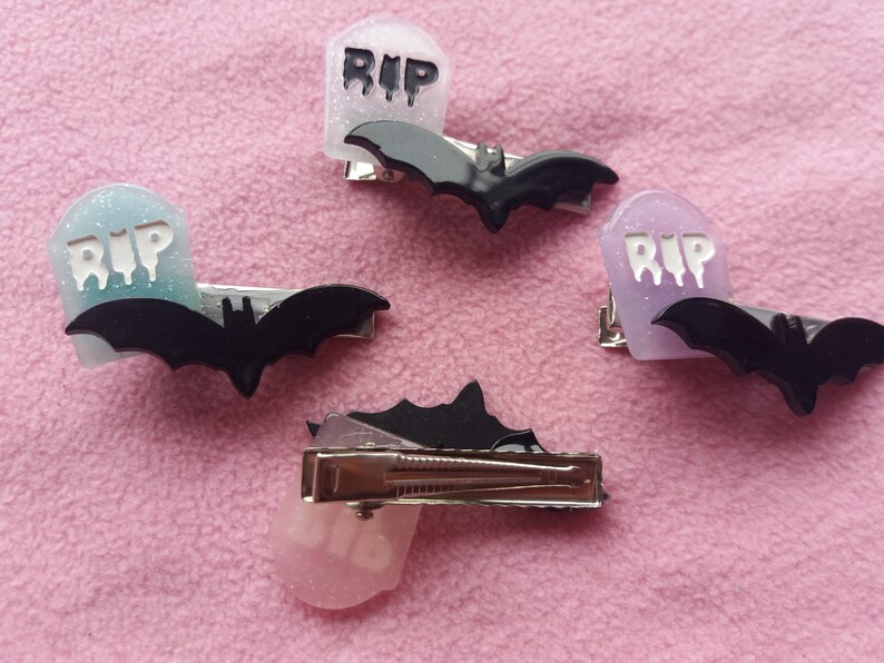 Pastel Goth Bat Coffin Resin Hairclips Lollipop Lolita Fairy Etsy