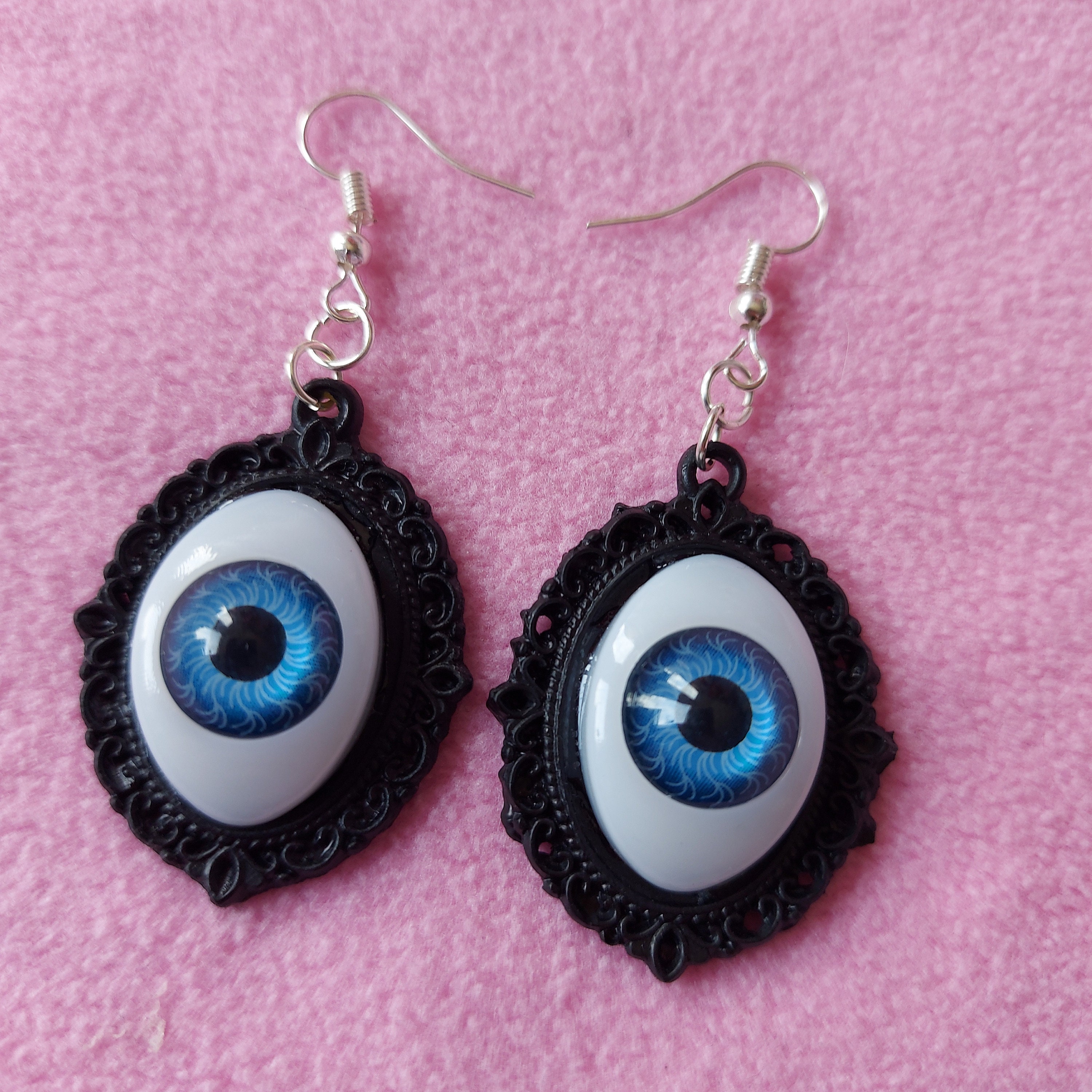 Kawaii Pastel Goth Spider Eye Cameo Earrings Blue Cute Gothic | Etsy