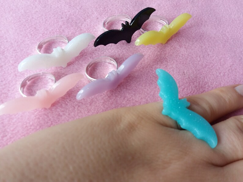 Kawaii/cute Pastel Goth Bat Ring 3 Colours Available Punk Etsy