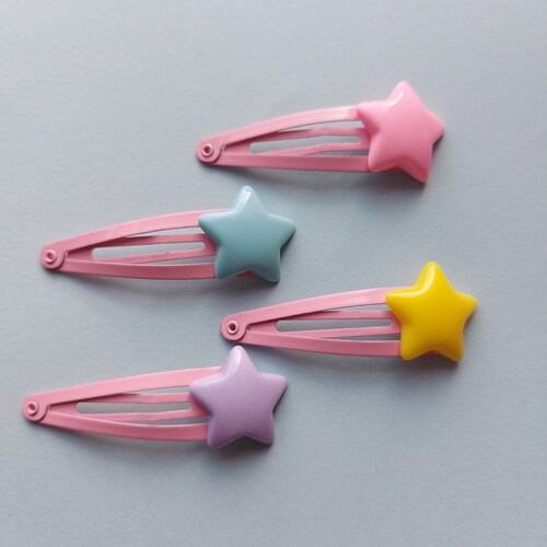 CHOKO Set of 3 Pastel Cotton Bow Hairclips with Heart Charms