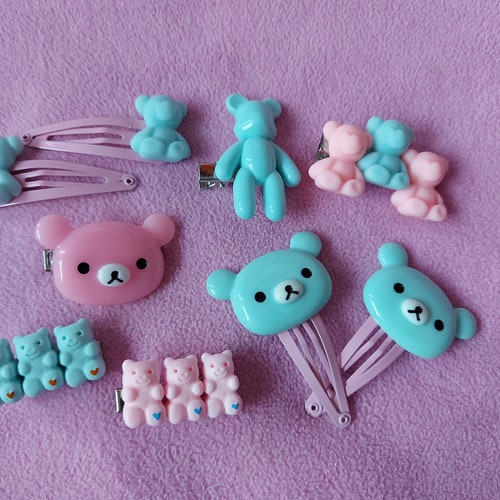 Pastel Kawaii Pink and Red Hair Accessories Hairclips Set Etsy