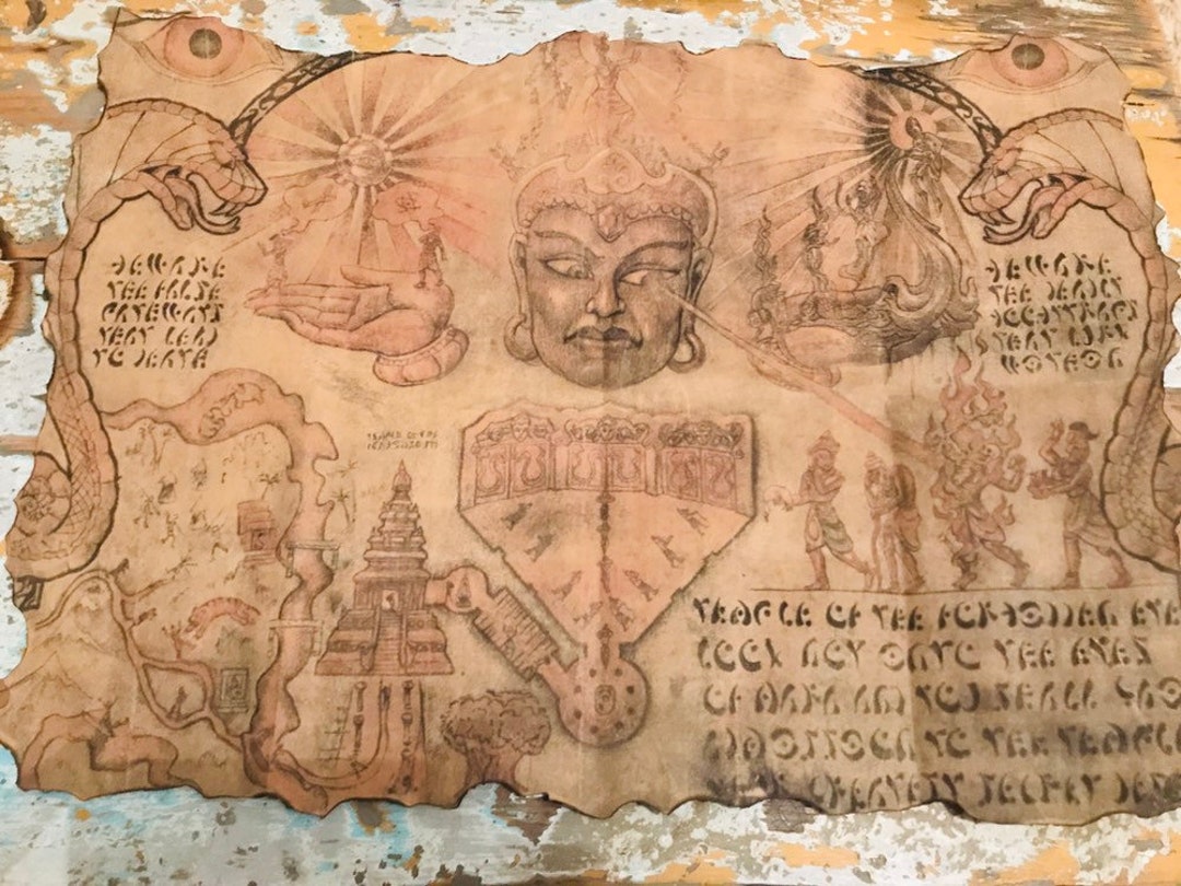 The Map of Indiana Jones Adventure Temple of the Forbidden Eye Etsy