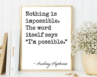 Wall Art | Inspirational Quote | Audrey Hepburn | Instantly Download & Print at Home