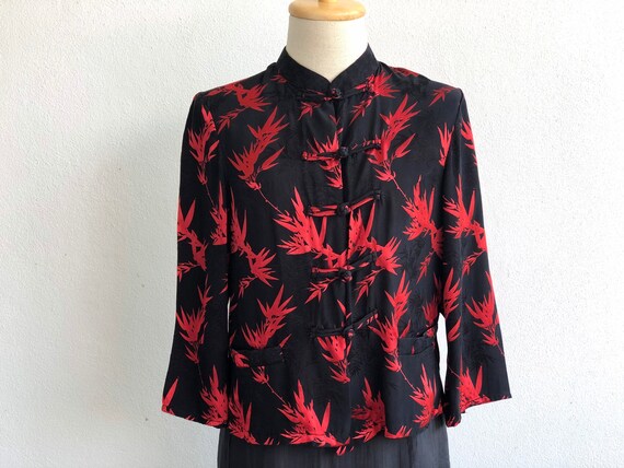 VINTAGE 80's SILK Shirt Blouse Top Natural Materia