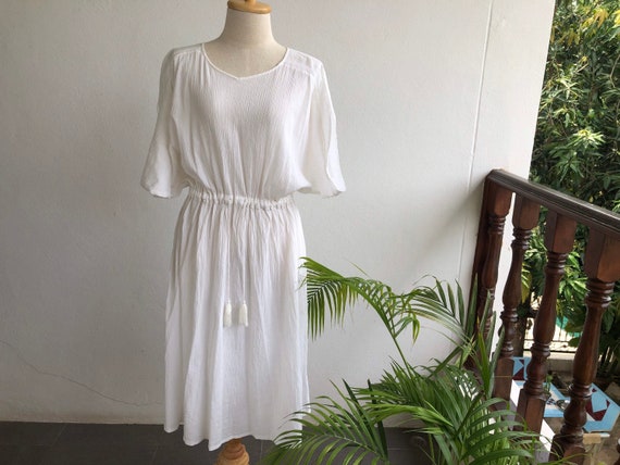 Minimalist Handmade Vintage Cheesecloth White Dres
