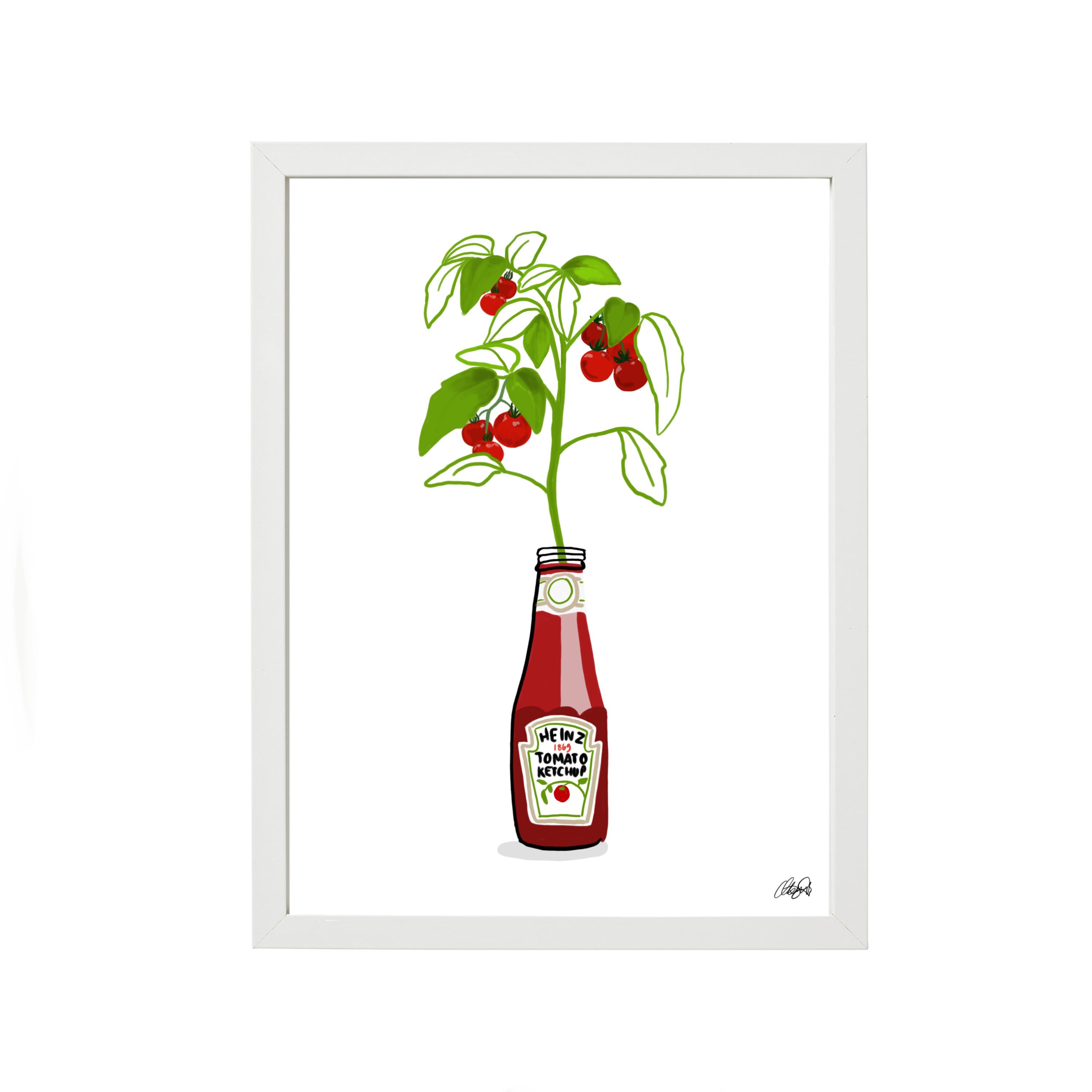 Illustrated Ketchup Bottle Print | Etsy