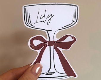 Red Bow Champagne / Drinks Place Name Cards - Guest Name Cards | Place Cards | Party | Wedding | Dinner Party
