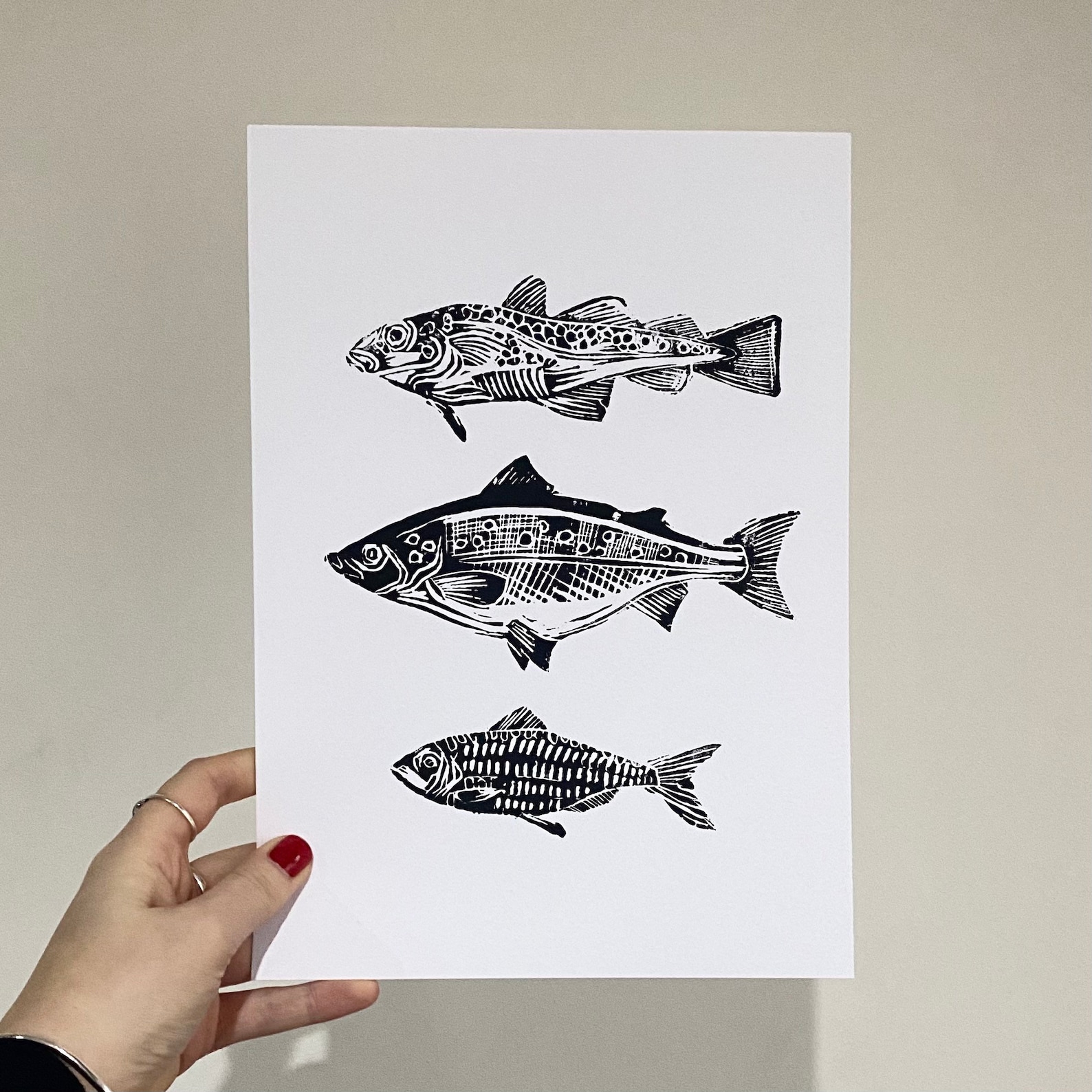 Fish Lino Cut Fish Print Etsy