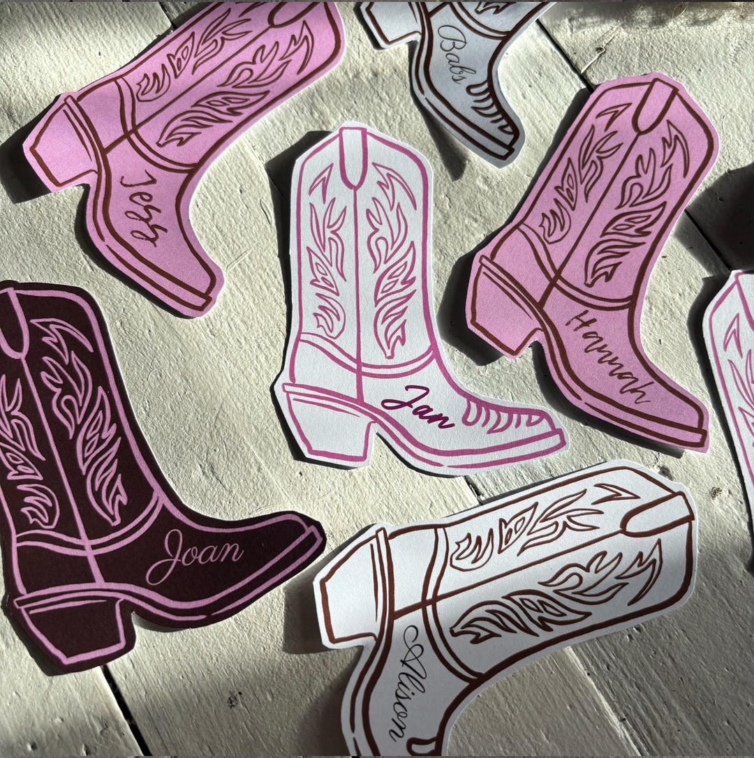 Personalised Cowboy Boot Place Name Cards | Western Party Decor - Etsy