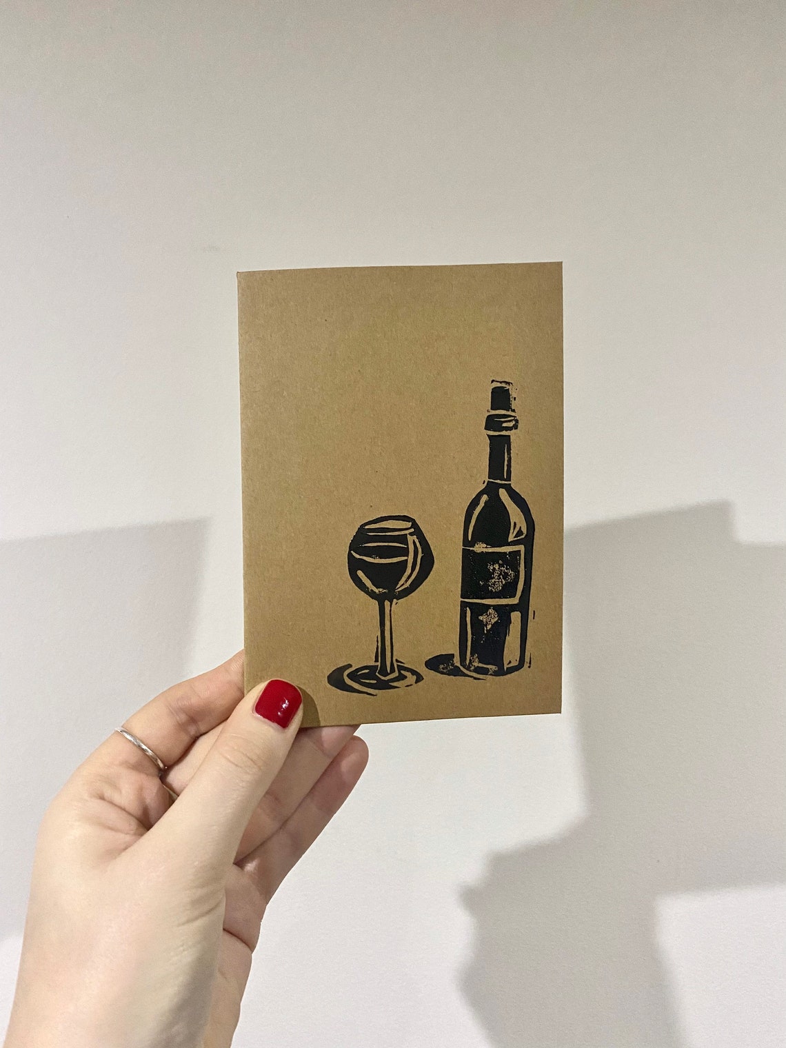 Individual Wine Bottle Glass Gift Cards Wine Greeting | Etsy