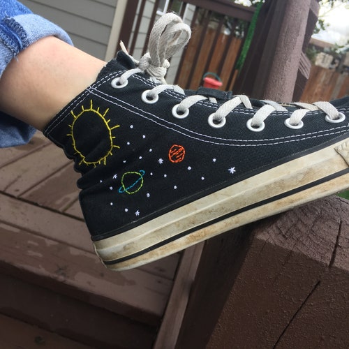 black embroidered converse