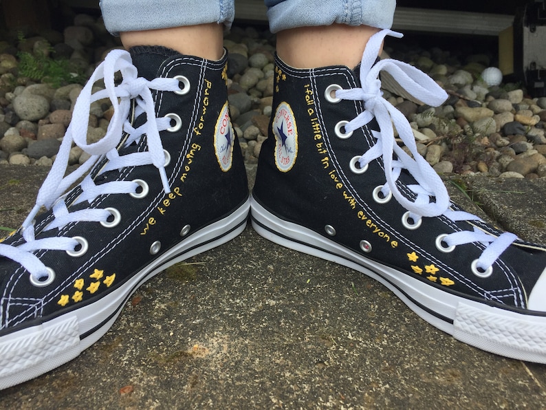 Stars and Flowers Embroidered Converse Etsy