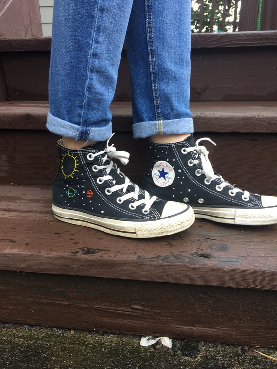 black converse embroidered