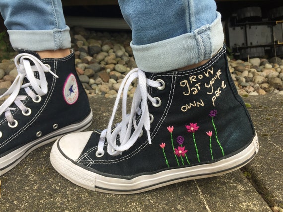 Own Pace Embroidered Converse | Etsy