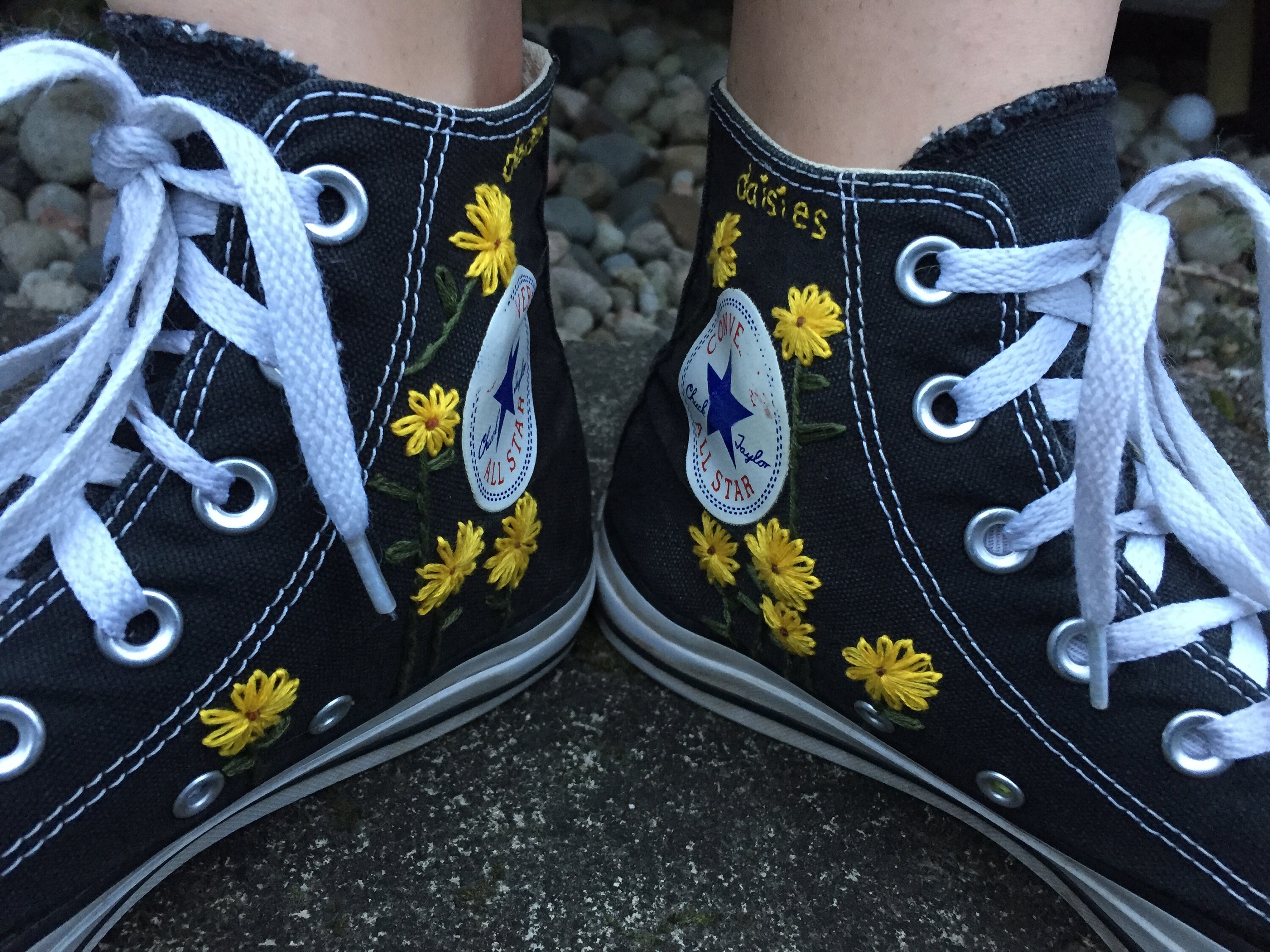 Lavender and Daisies Embroidered Converse Etsy UK