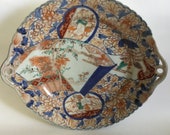 Unusual 19th Century Japanese Imari Two Handled Shallow Charger Fuku Mark,Meiji Period 1880-1900.