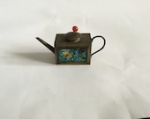 Antique Miniature Chinese Enamel Brass Teapot H 1.25 W 2.78 D 1